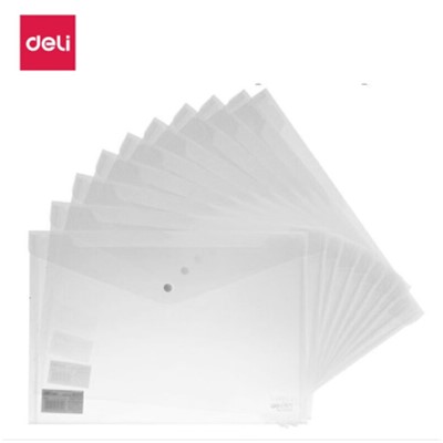 得力/deli 5505 文件袋 加厚A4透明按扣文件袋 防水資料袋文件袋學生試卷收納袋 紐扣文件袋